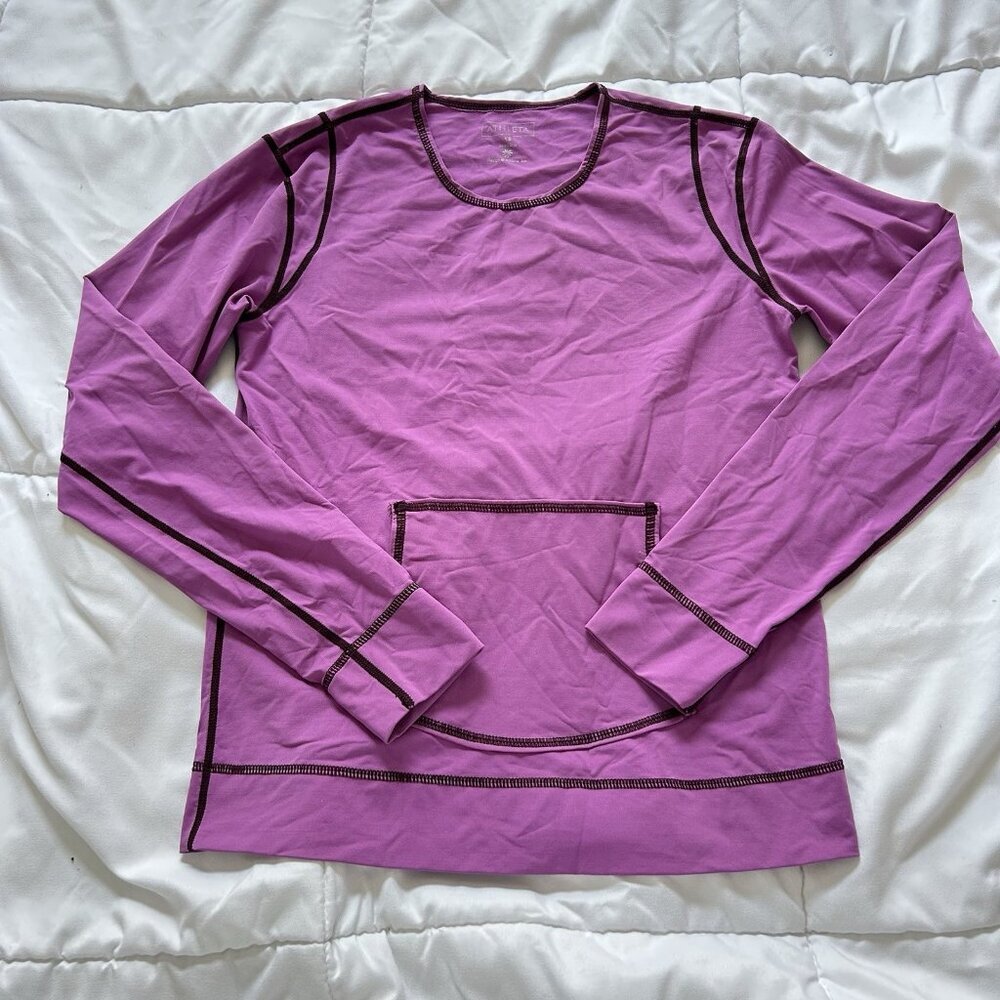 Athleta Womens Purple Summer Shade‎ Rash Guard Swim Long Sleeve Womens XS Pocket